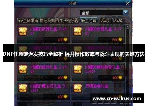 DNF任意键连发技巧全解析 提升操作效率与战斗表现的关键方法